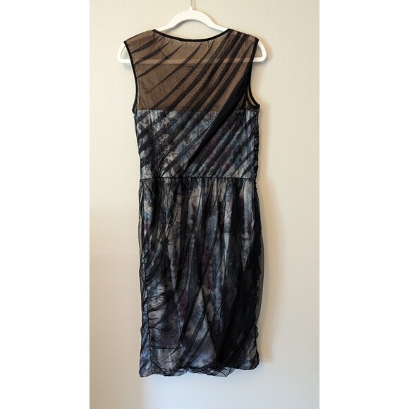 Tadashi Shoji Black and Blue Sheer Midi Dress - Picture 2 of 6